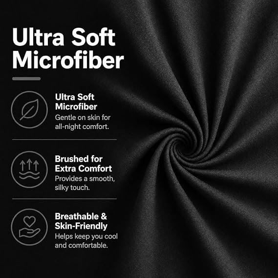 EVOLIVE Body Pillow Cover 21x54, Microfiber, Hidden Zipper (Black) | Ultra-soft brushed microfiber with a hidden zipper offers breathable comfort and is machine washable for easy care