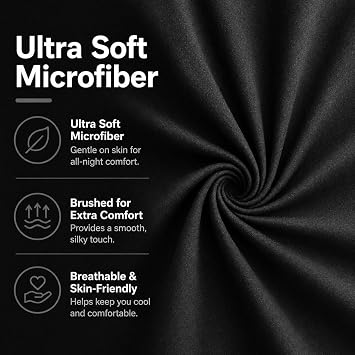 EVOLIVE Body Pillow Cover 21x54, Microfiber, Hidden Zipper (Black) | Ultra-soft brushed microfiber with a hidden zipper offers breathable comfort and is machine washable for easy care