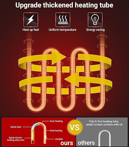 Miniatura 5 de Freidora eléctrica de 1700 W, 6 L, cesta comercial para freír restaurante de encimera, olla de aceite de acero inoxidable con tanque extraíble,