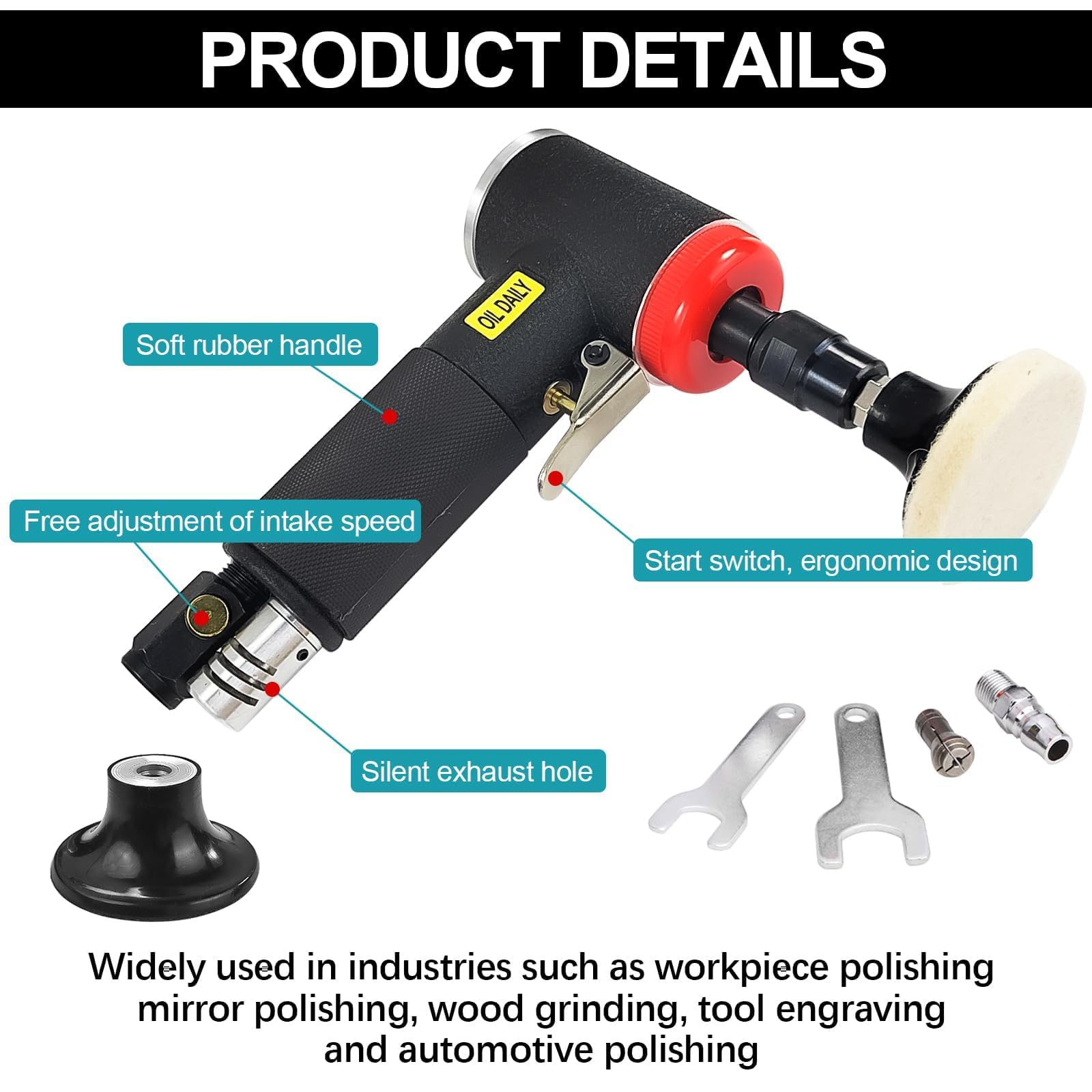 Ensemble de Lustreuse Polisseuse Voiture, Mini Meuleuse Pneumatique, Mini Ponceuse Electrique Disqueuse, Outils Pneumatiques pour Le Ponçage, L'Affinage, Le Polissage et Plus Encore