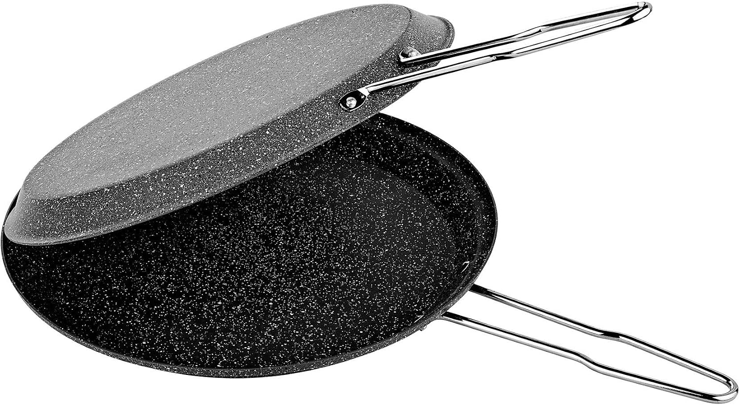 OMS Double Sided Round Granite Fish Pan 32cm - Black