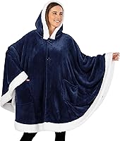 Vista 1 de PAVILIA Manta Vestible para Mujeres Adultas, Manta Poncho Capa de Vellón de Felpa Acogedora con Capucha, Chal Súper Suave, Manta Envolvente Ángel
