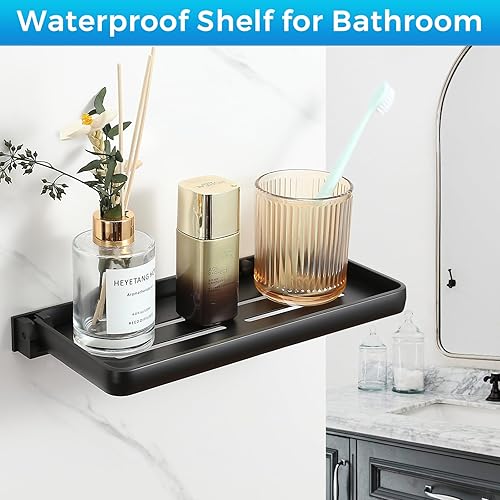 Miniatura 5 de Pequeño estante plegable de pared para baño y caravana, plegable a 90 e impermeable, pequeño estante de metal flotante para lavandería, inodoro