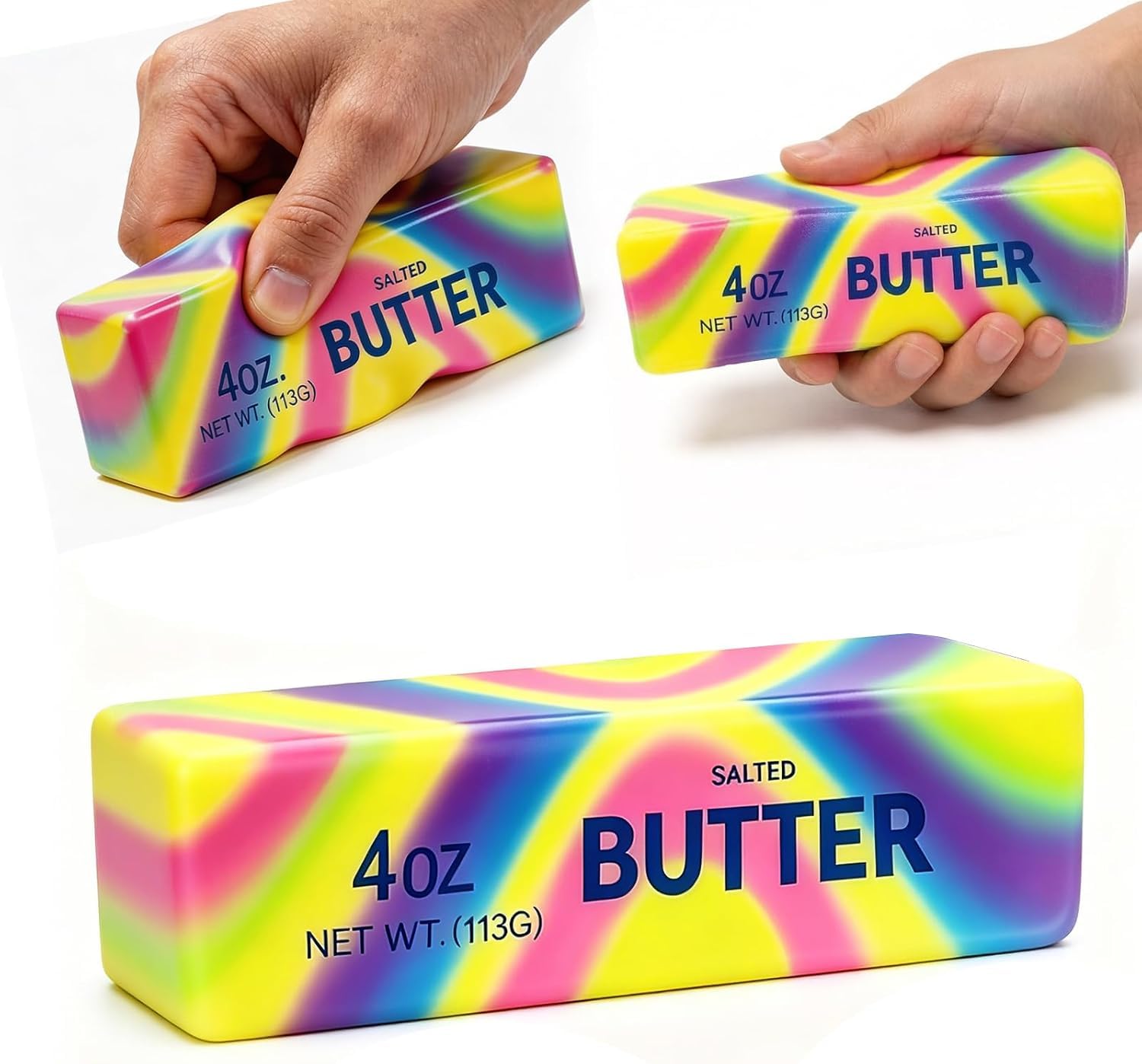Butter Squishy Colourful Soft Butter Squishys Stress Relief Block Squeeze Butter Stress Toy Portable Decompression Sensory Toy Anxiety Relief Fidget Toy for Relaxation Boys Girls Home Office Classroom — image 1