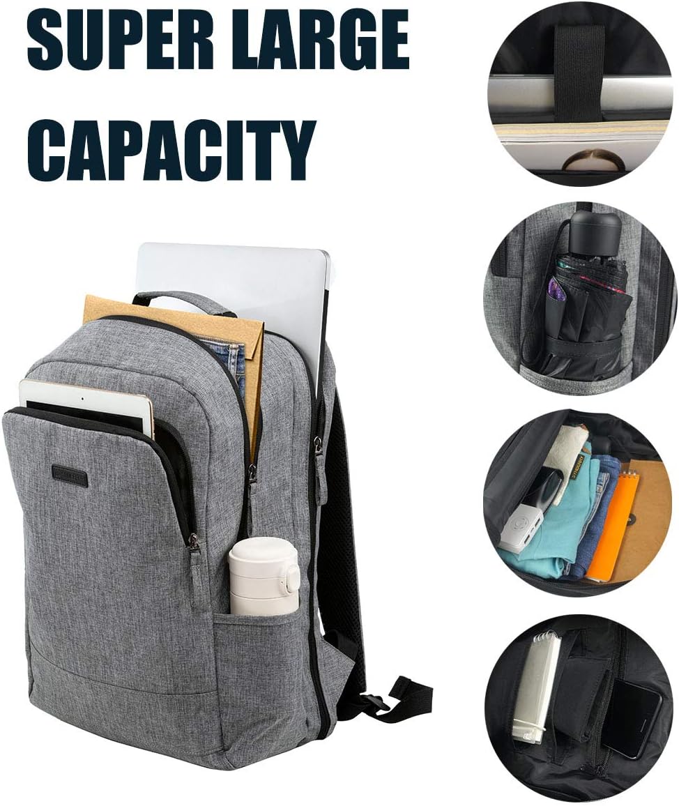 80% оƒƒ Dіѕсоunt Business Laptop Backpack, 15.6 inch College School Travel Women Men Computer Bag Light Gray