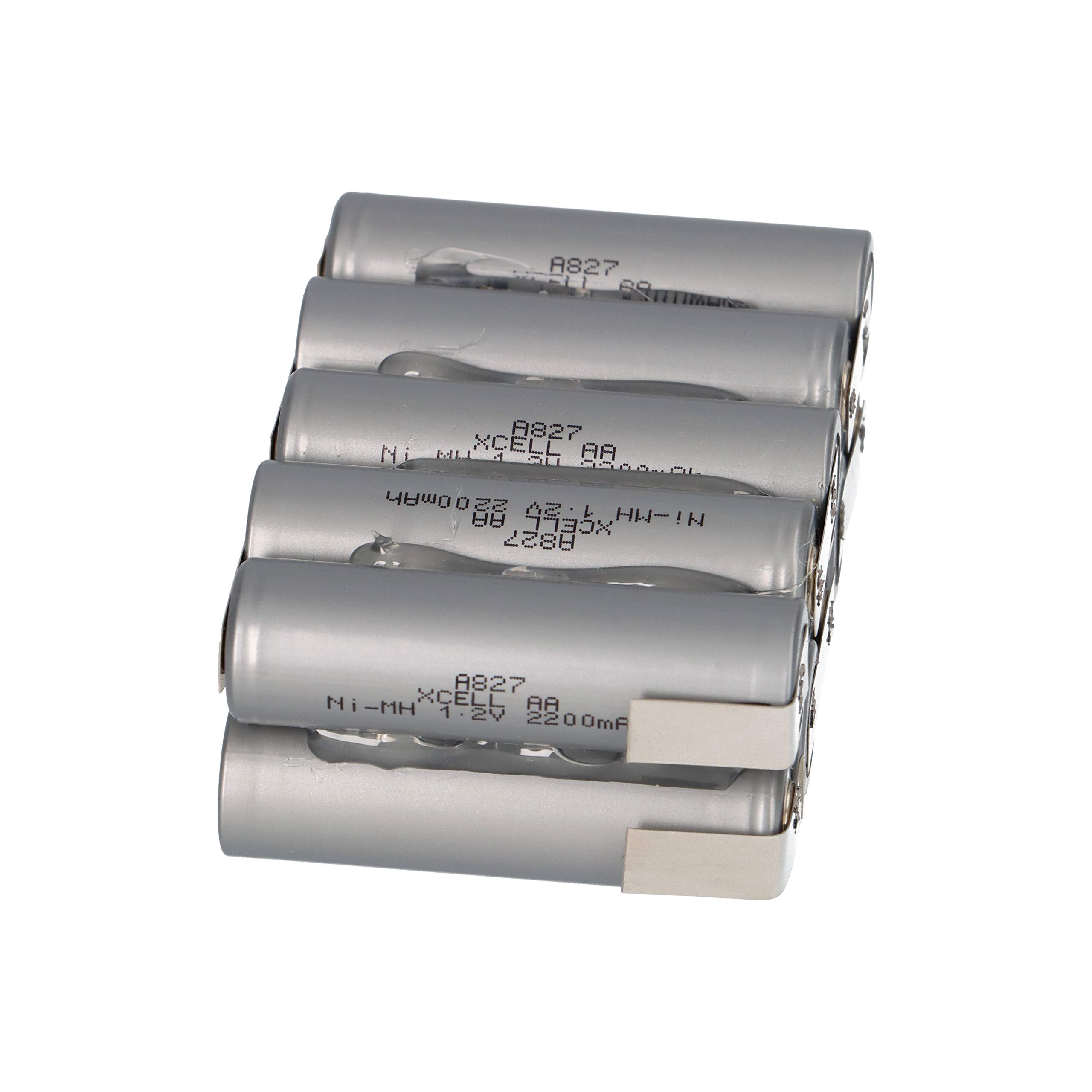 Lot de 10 piles AA Mignon 12 V 2200 mAh NiMH avec cosse à souder F2x5 – Batterie Sub C SC 2-0 Ah 4-8 V – Longue durée