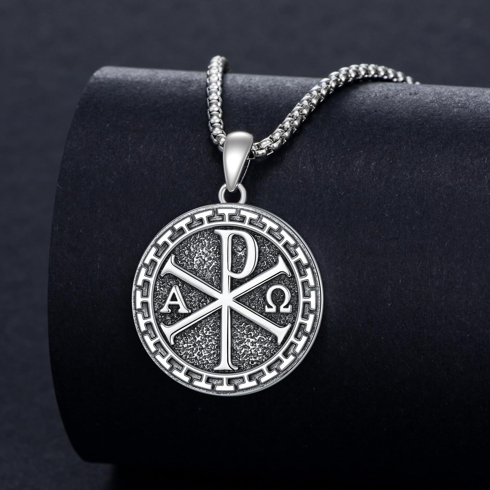 PROESS Herren Kette 925 Sterling Silber Löwe/Memento Mori/Dornenkrone/Wolf Halskette Religiöses Anhänger Schmuck Christliche Geschenke