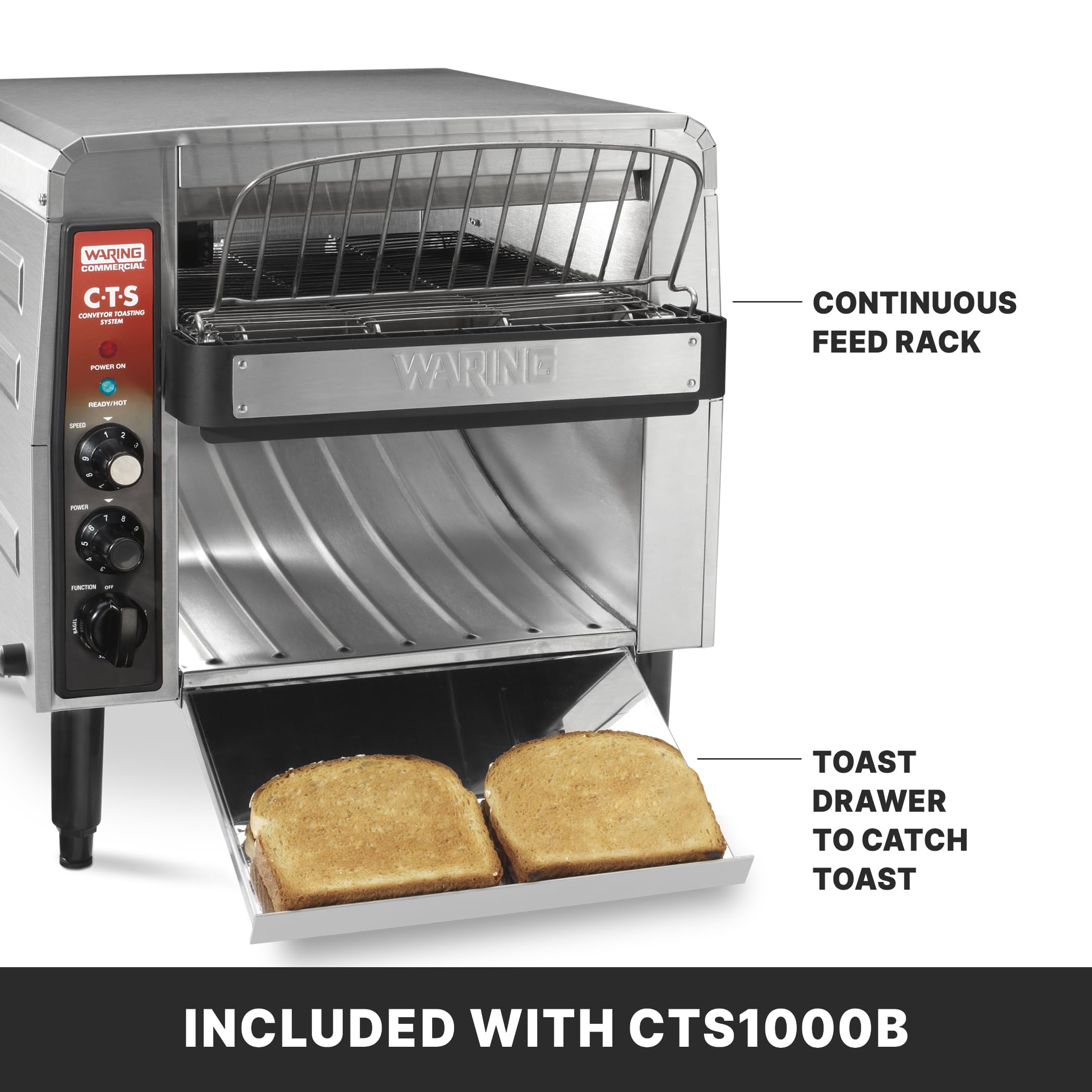 Tostadora transportadora comercial CTS1000B, 1000+ rebanadas por hora, 208V, 2700W, enchufe de 6-20 fases, plata 5