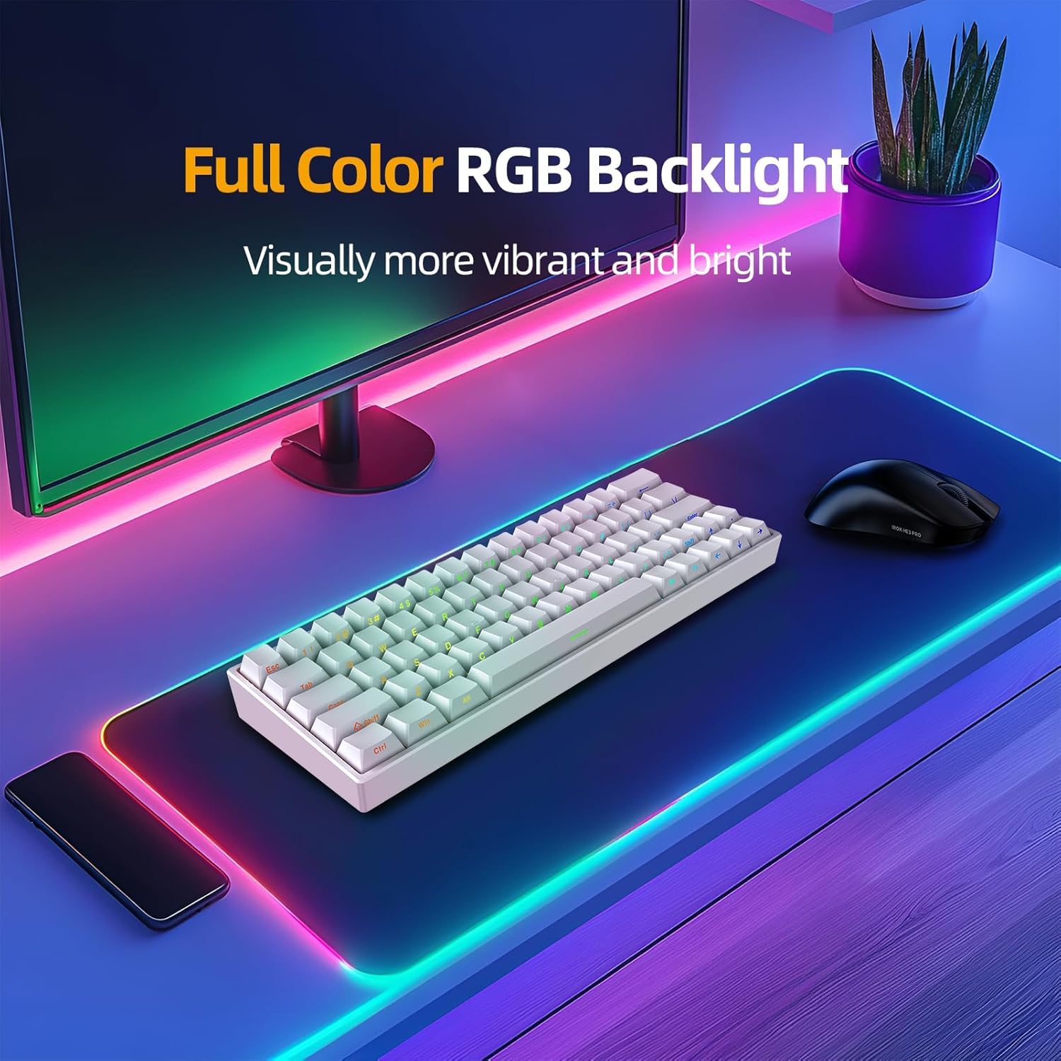 ND63PRO Rapid Trigger Magnetic Switch 60% TKL Hot Swapped Mechanical Keyboard, OKT Azure Switches RGB Programmable Wired Gaming Keyboard for Win/Mac Gamer - White