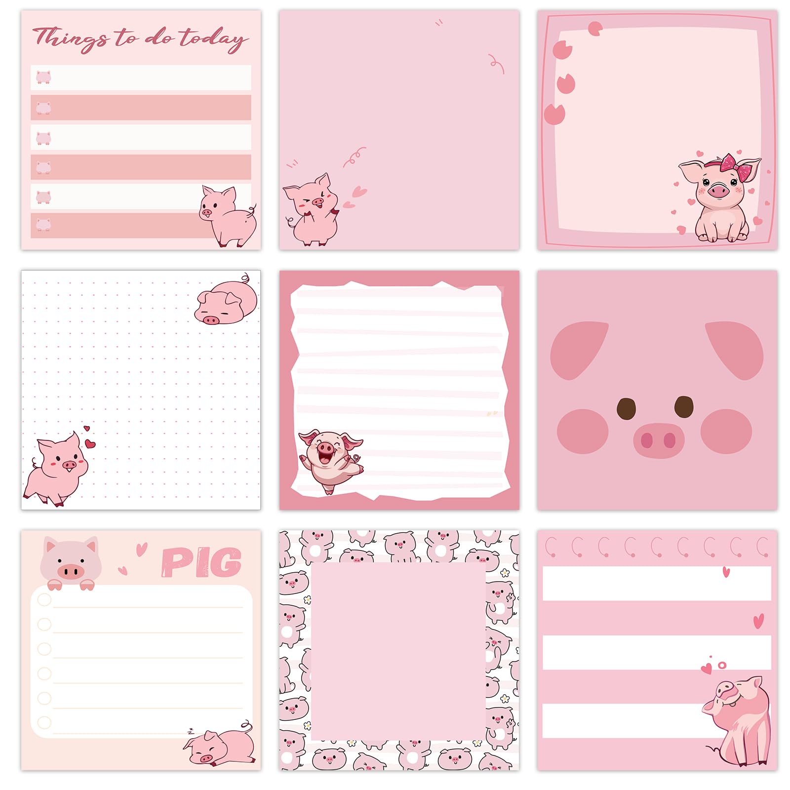 9 blocs de notas adhesivas con diseño de animales de dibujos animados, 3 x 3 pulgadas, bloc de notas adhesivas, decoración de oficina, regalos para estudiantes, escuela, oficina, reuniones