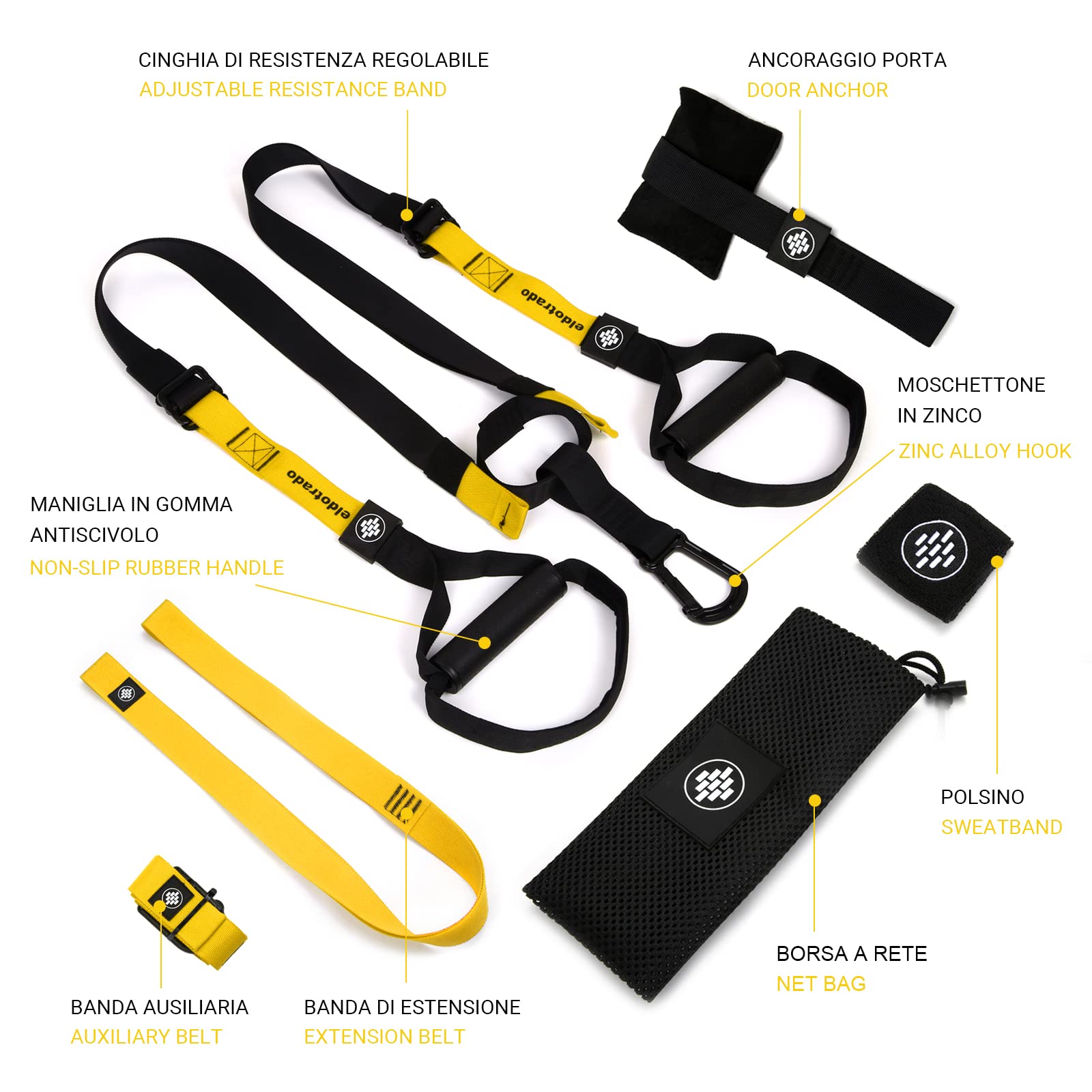 Allenamento Sospensione per Palestra in Casa, Suspension Training da Casa per Porta, Suspension Trainer Fitness per Allenamento in Casa, Set Workout di Attrezzi Casa per Home Gym
