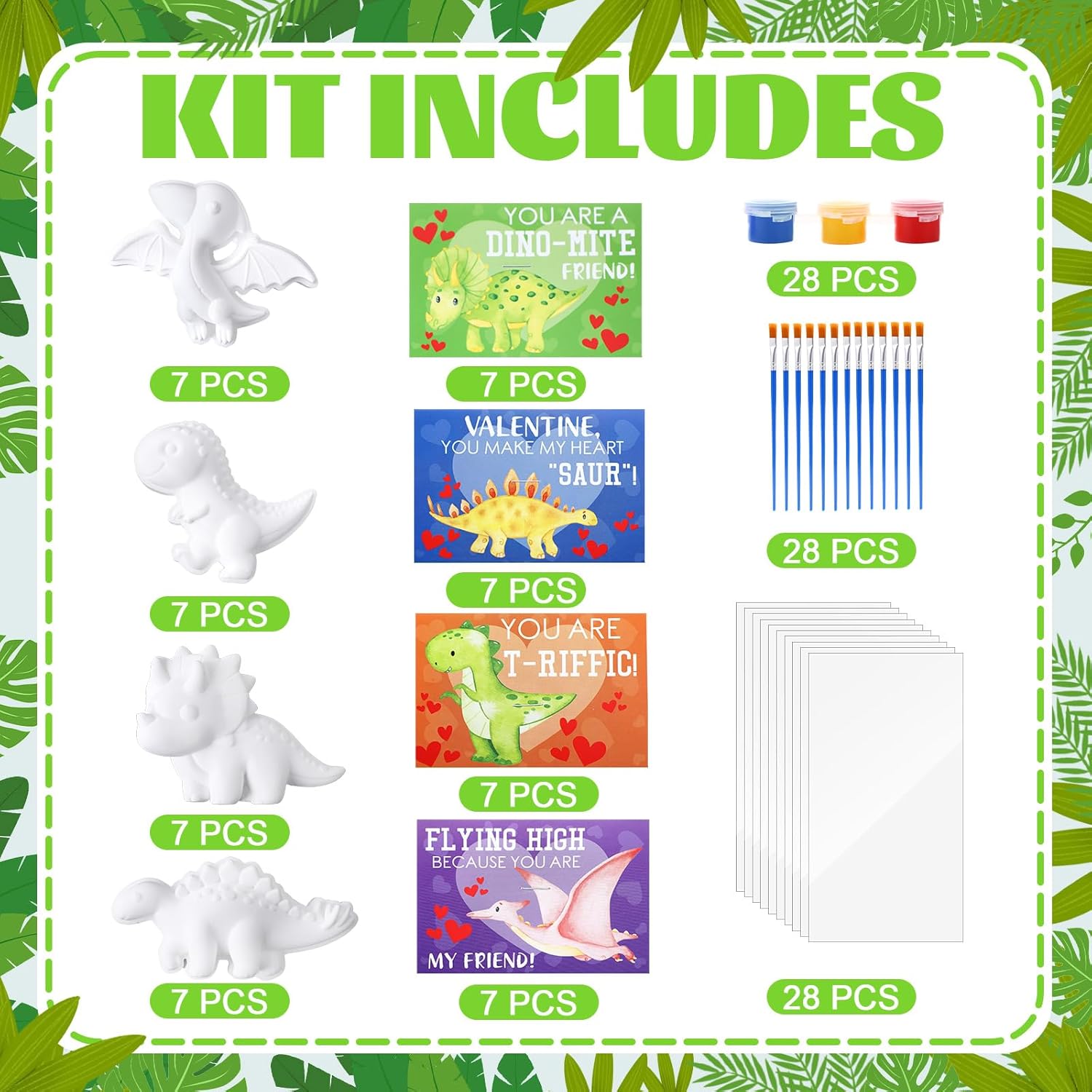 Foilswirl 28 Set End of Year Gifts DIY Painting Kit Dinosaur Ceramic to Paint Your Own Statues Unpainted Bisque Figurines with Greeting Cards Art Crafts for Prize Summer Party Favors