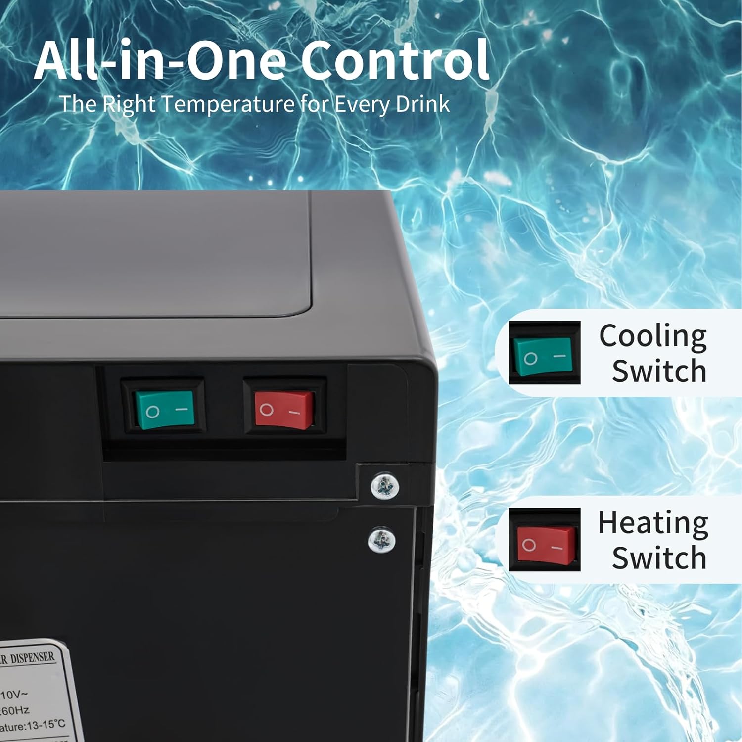 Water Cooler Dispenser, Bottom Loading Water Dispenser for 5 Gallon Bottle with Hot & Room & Cold Water, Hot and Cold Water Dispenser Water Cooler with Anti-Dry Burn Protection for Offices (Dark Gray)