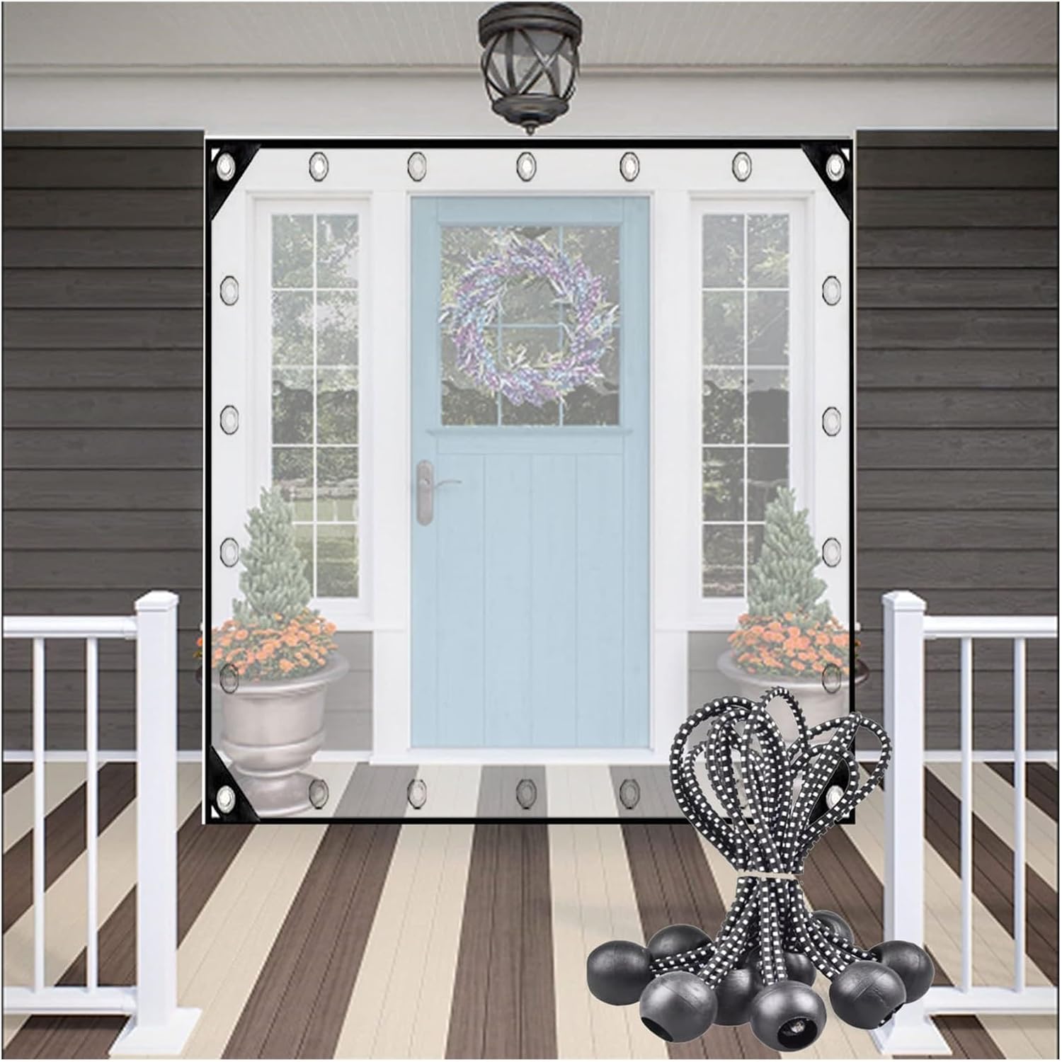 Clear Heavy Duty Tarpaulin Waterproof 420g/m² Clear Tarp with Eyelets, PVC Tarpaulin Windproof Tear Resistant for Garden, Gazebo(1.2x2.5m/3.94x8.2ft)