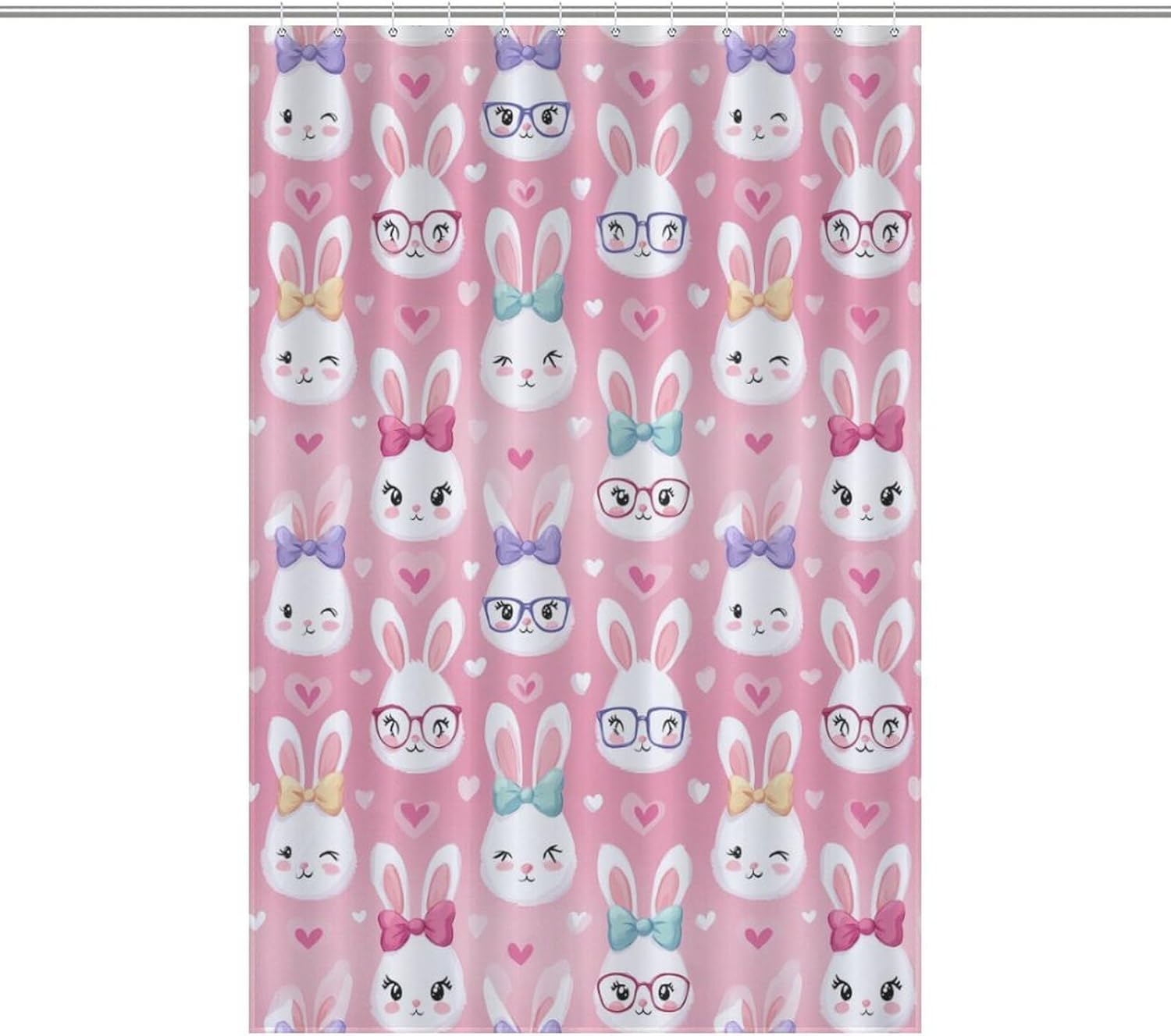 Bunny Hand Drawn Rabbits Shower Curtain 46.85x70.87Inch（119x180cm） Polyester Bath Curtain Shower Curtains Printed Decorative