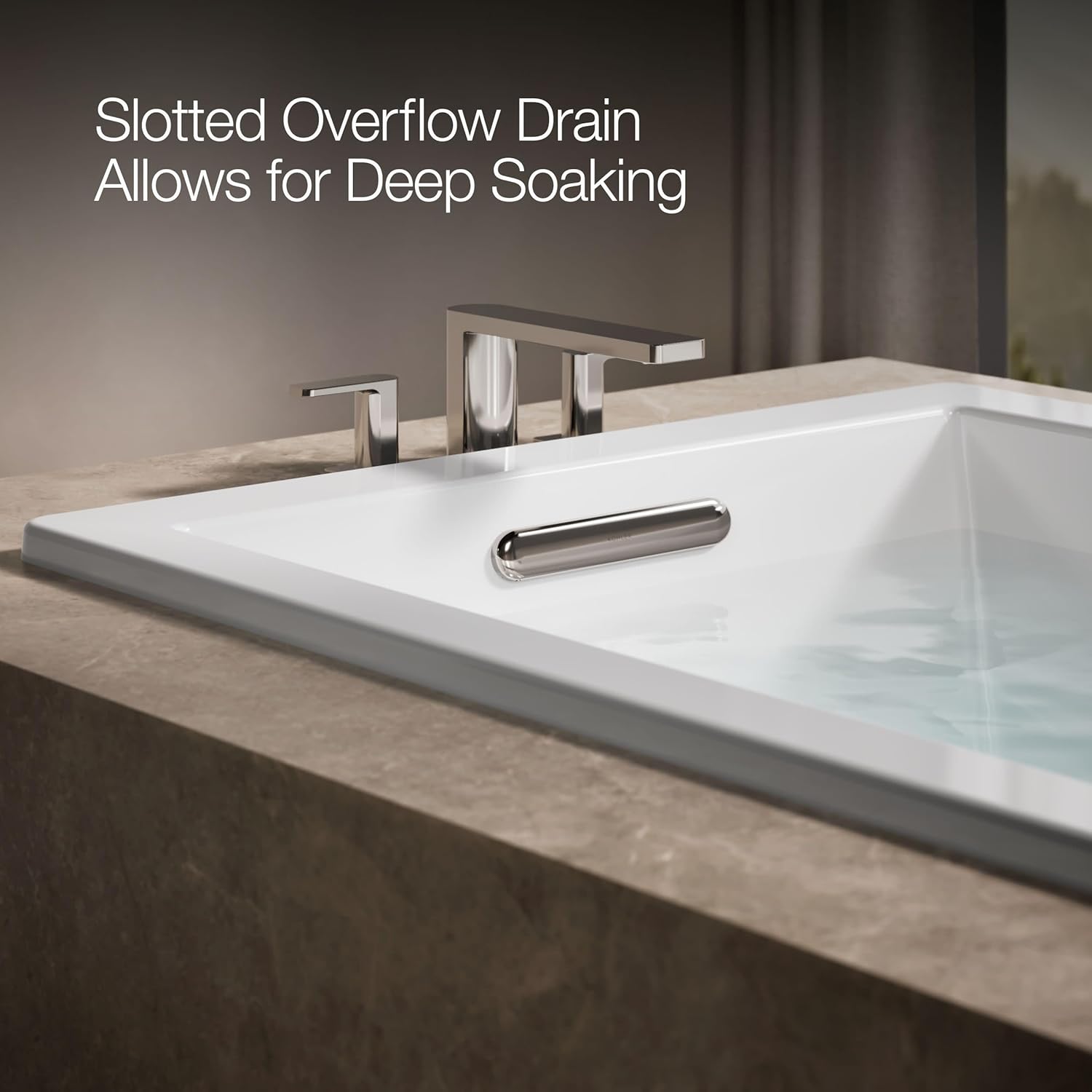 Kohler 1136-W1-0 Underscore® 66" x 36" drop-in bath with Bask® heated surface, White