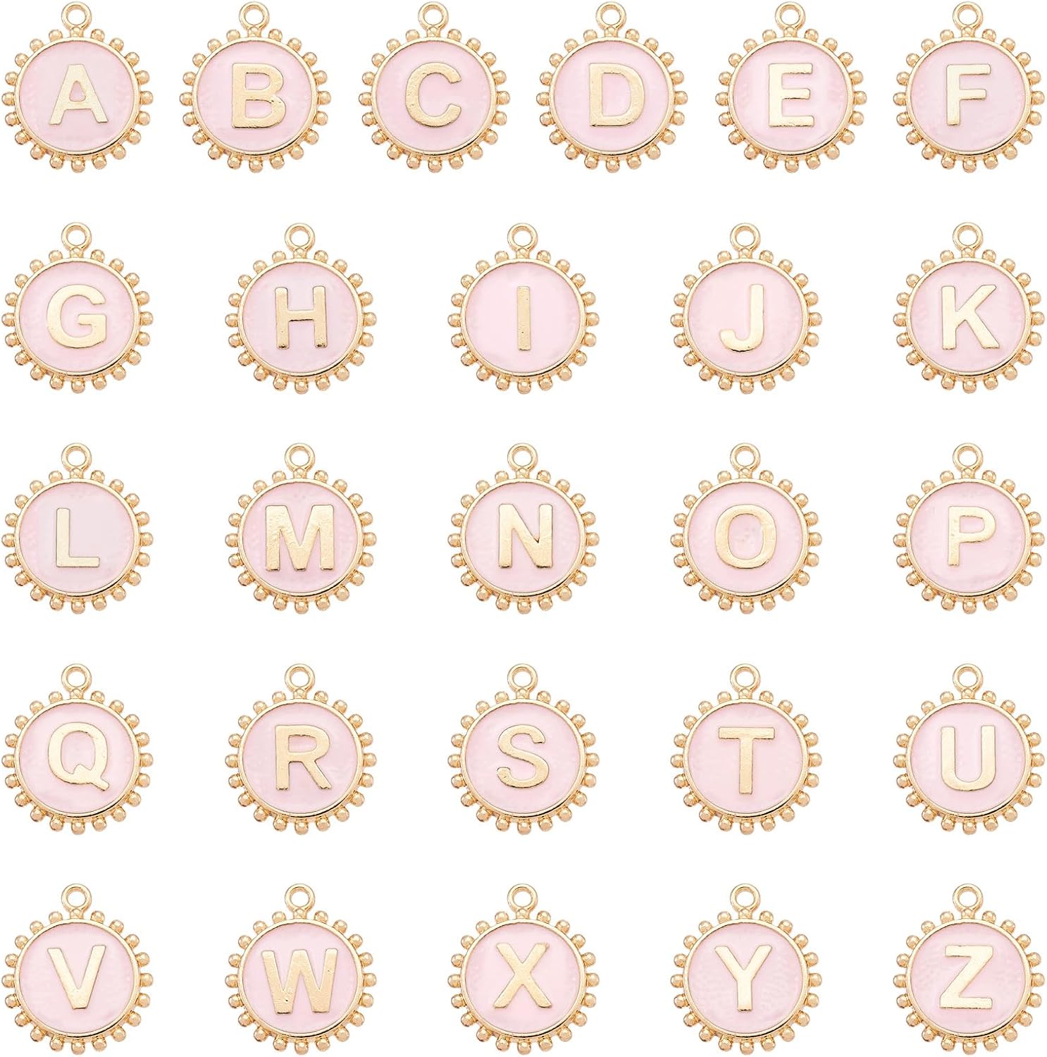 Craftdady Flat Round Letter A-Z Charms Alloy Enamel Alphabet Metal Pendants Cute Hang Ornament Letter Necklace Pendants for DIY Craft Bracelet Earring Jewelry Making - Image 9