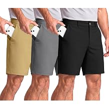 Photect 3 Pack Mens Golf Shorts 7/9in