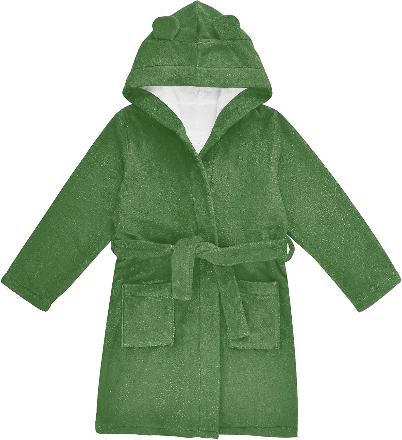 ODAWA Kids Bathrobe Cactus Green, Super Soft Plush Bath Towel Robe with Hood, Absorbent Beach Swim Coverup for Boys and Girls