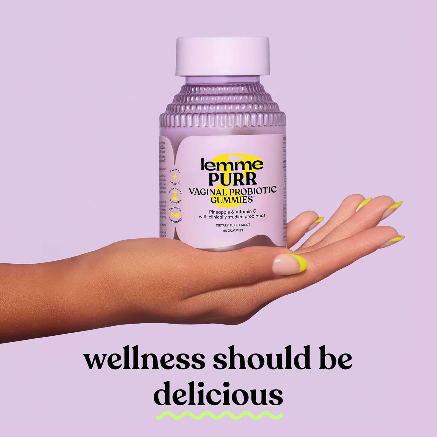 Lemme Purr Vaginal Probiotic Gummies for Women - Balanced pH, Healthy Odor, Yeast Balance & Flora Support + Vitamin C for Immune Health - Tasty Pineapple (60 Count) (Pack of 2)