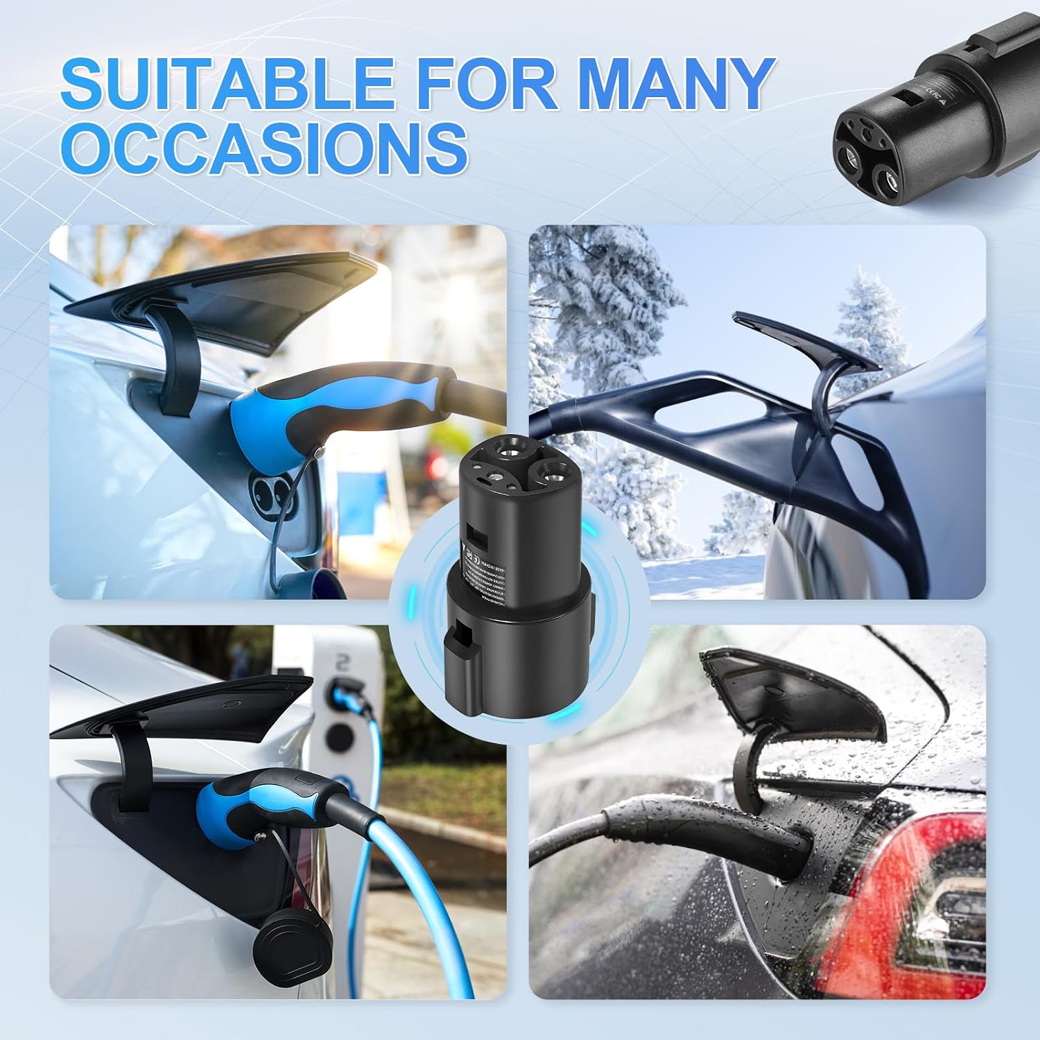 JUSTTOP J1772 Charging Adapter Competible with Tesla Model 3, Y, X, S, and Cybertruck, 80A/240V, Easy to Set Up