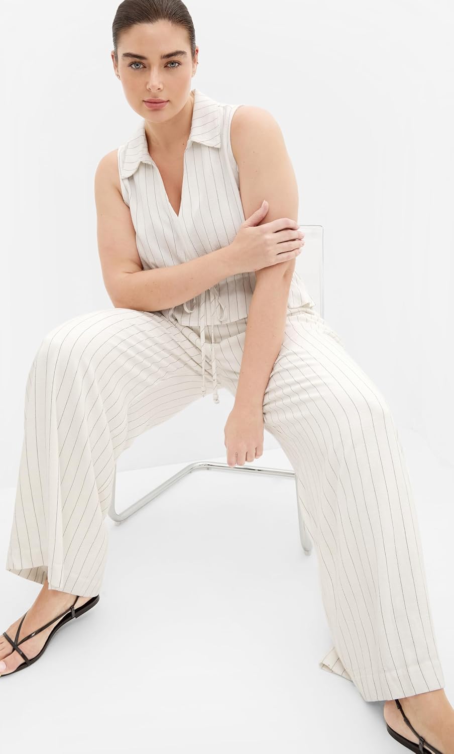 City Chic Plus Size Pants - Eva Stripe Wide Leg