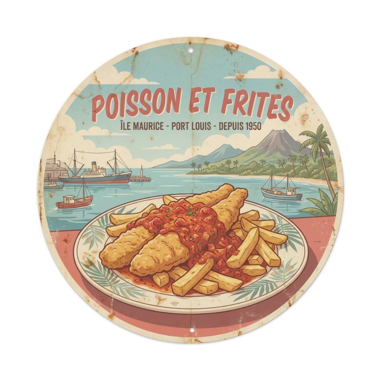 Regional Chippy Golden Fries Coastal Food Classic Diner Metal Tin Sign
