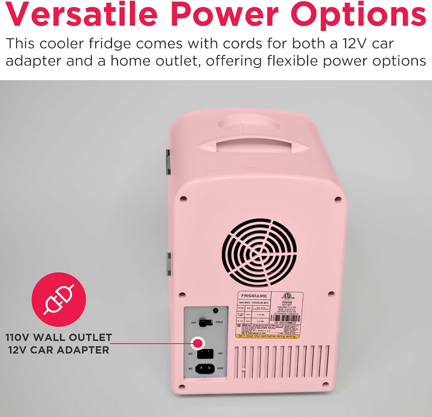Frigidaire Mini Portable Compact Personal Fridge Cools & Heats, 4 Liter Capacity Chills Six 12 oz Cans, 100% Freon-Free & Eco Friendly, Includes Plugs for Home Outlet & 12V Car Charger - Pink