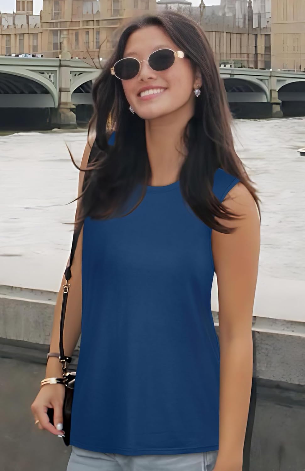 Womens Tank Tops Summer T Shirts Sleeveless Casual Loose Tunic Blouses - Image 2