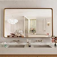 Vista 48 de LOAAO - Espejo de baño con marco de metal negro de 24x36 pulgadas, espejo rectangular redondeado para pared, espejo mate de tocador de baño