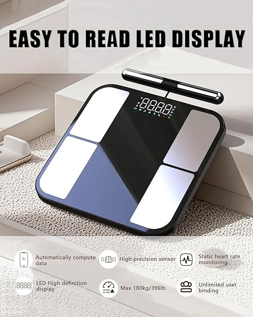 Báscula Corporal Digital Bluetooth 8 Electrodos 56 Métricas LED miniatura 8