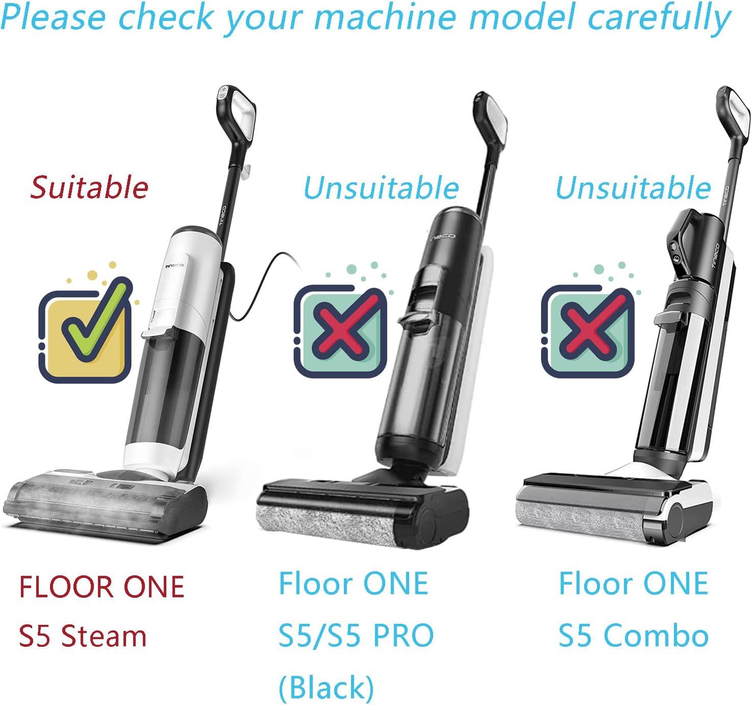 S5 Steam Roller Brush Replacement Parts for Tineco Floor ONE S5 Steam Vacuum Cleaner, 2 Pack Brush Rollers and 2 Pack Vacuum HEPA Filters for Tineco Cleaning Solution Refill