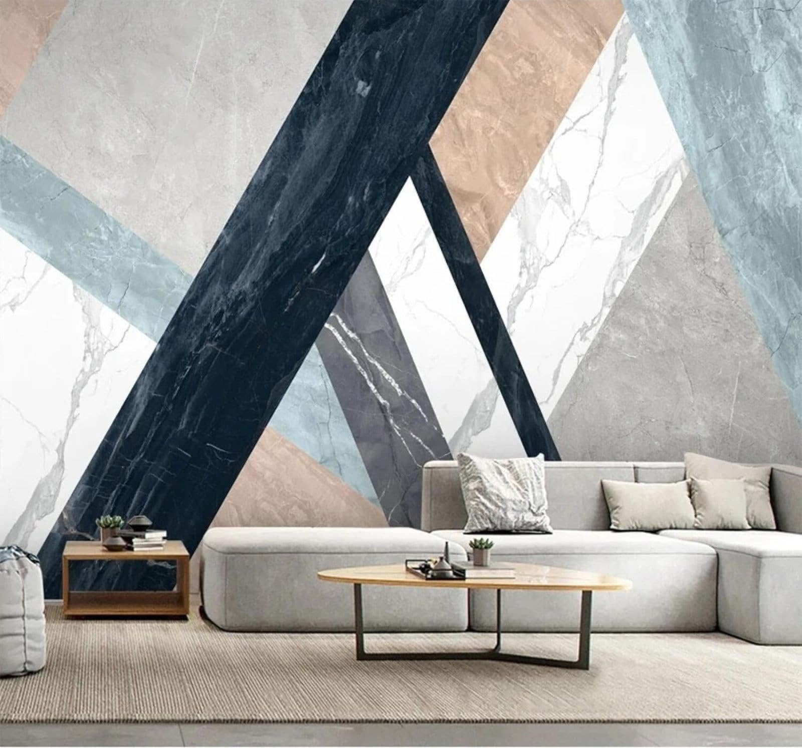 Xlming 200Cm×140Cm(B×H) Abstract Multicoloured Geometric Stripes Marble Effect 3D Wallpaper Premium Textured Silk Study Dining Living Room Bedroom Sofa Tv Wall Easy Install-200Cm×140Cm