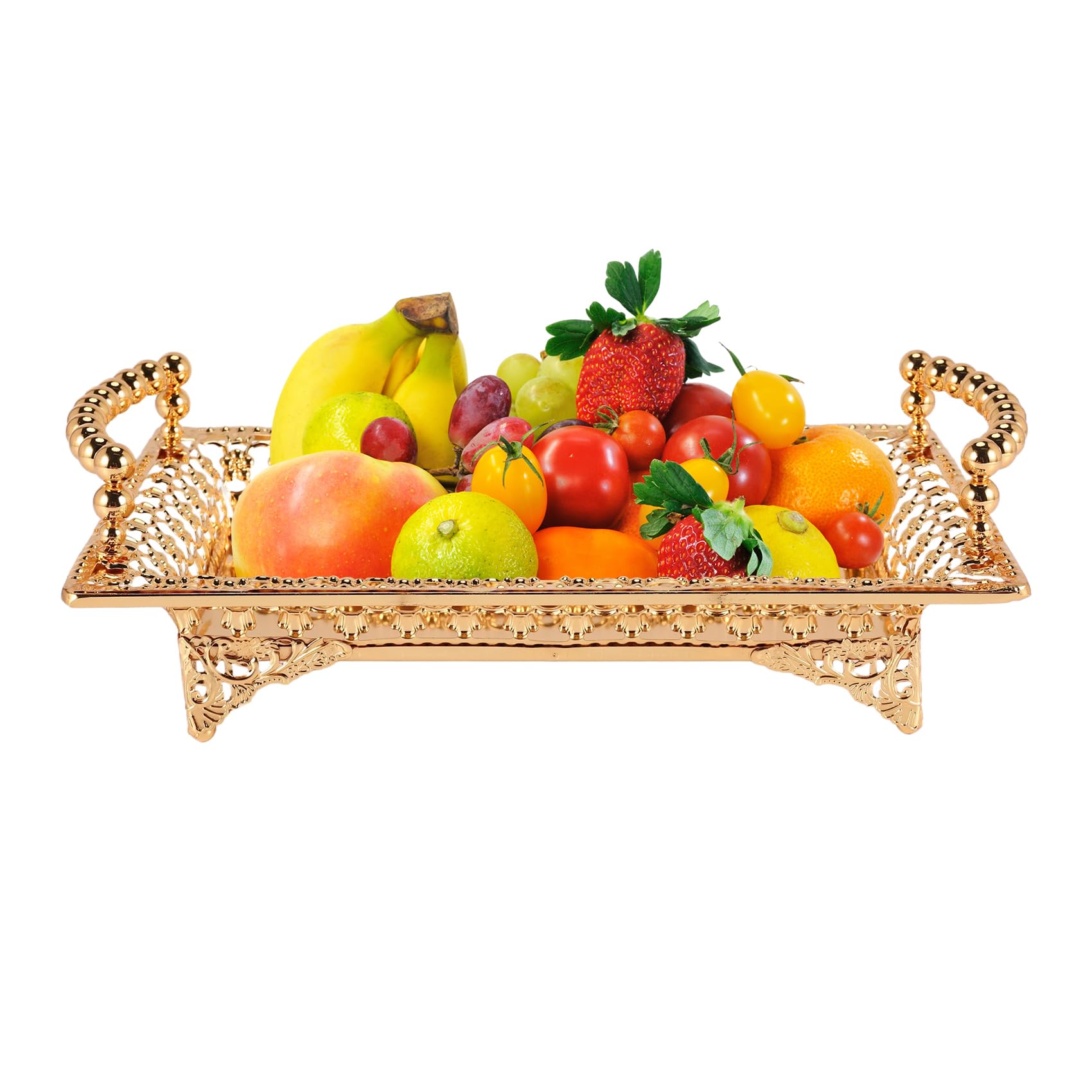 RANJOVER European Delicate Fruit Plate, Luxury Gold Tray, Fruit Plate, Home Cake Tray