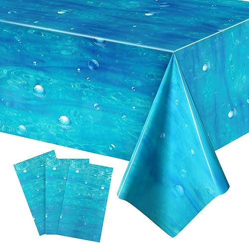 Tiamon Mantel de plástico con estampado de burbujas submarinas para mesa de océano bajo el mar, playa, piscina, sirena, fiesta de cumpleaños, Tiamon Mantel de plástico con estampado de burbujas submarinas para mesa de océano bajo el mar, playa, piscina, sirena, fiesta de cumpleaños,