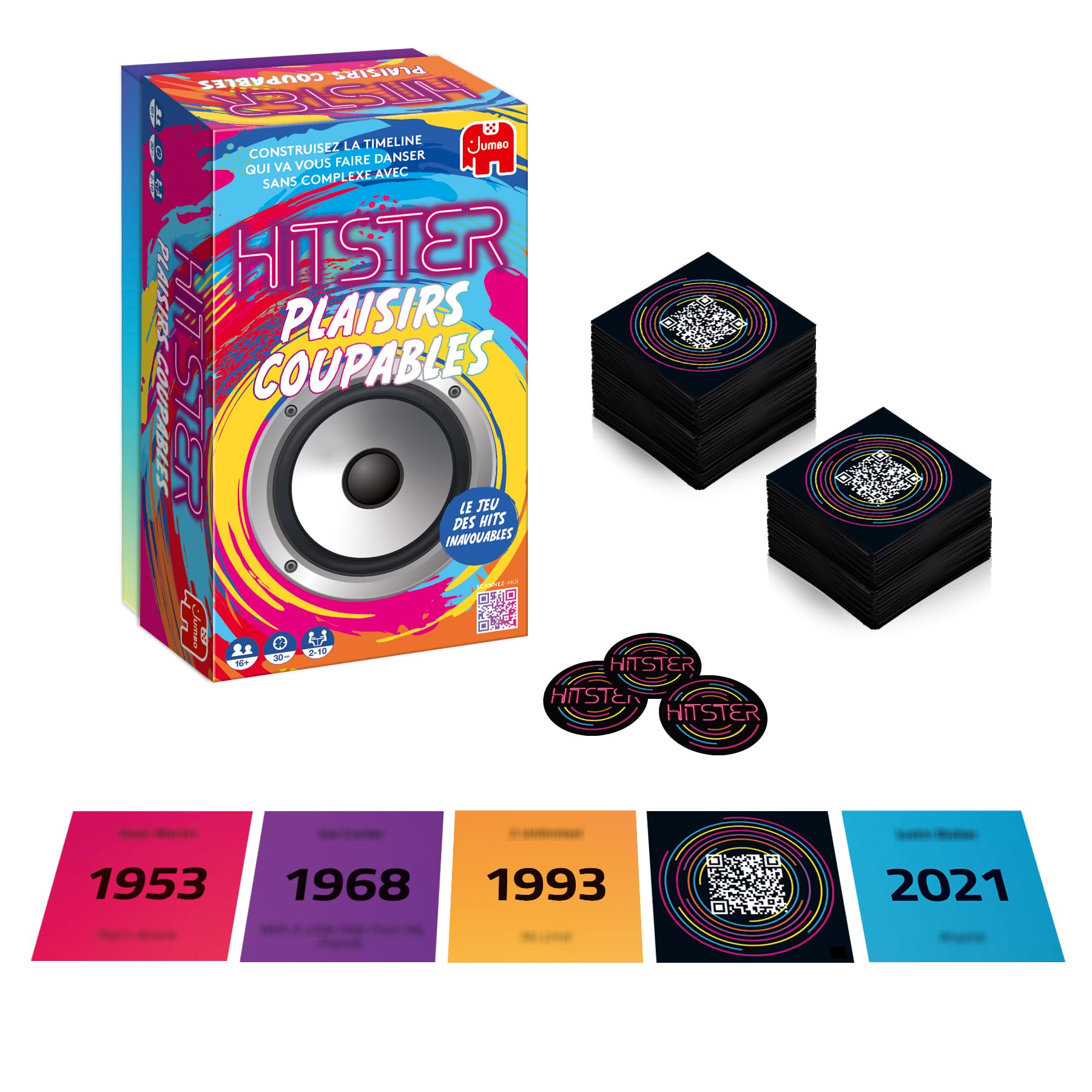 Hitster Plaisirs coupables – Jeu de société et d’Ambiance Musicale – Jeu Adultes – Redécouvrez 100 Ans de Hits musicaux – A Jouer en Famille et Entre Amis – 2 à 10 Joueurs – Dès 16 Ans