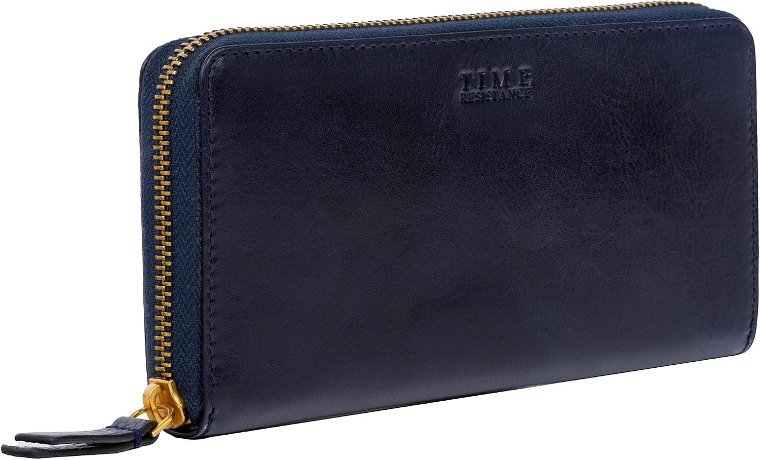 Time Resistance Leather Minimalist Wallet – Handmade Italian Full-Grain Leather Continental Wallet – Slim Cards and Cash Holder (Blue)