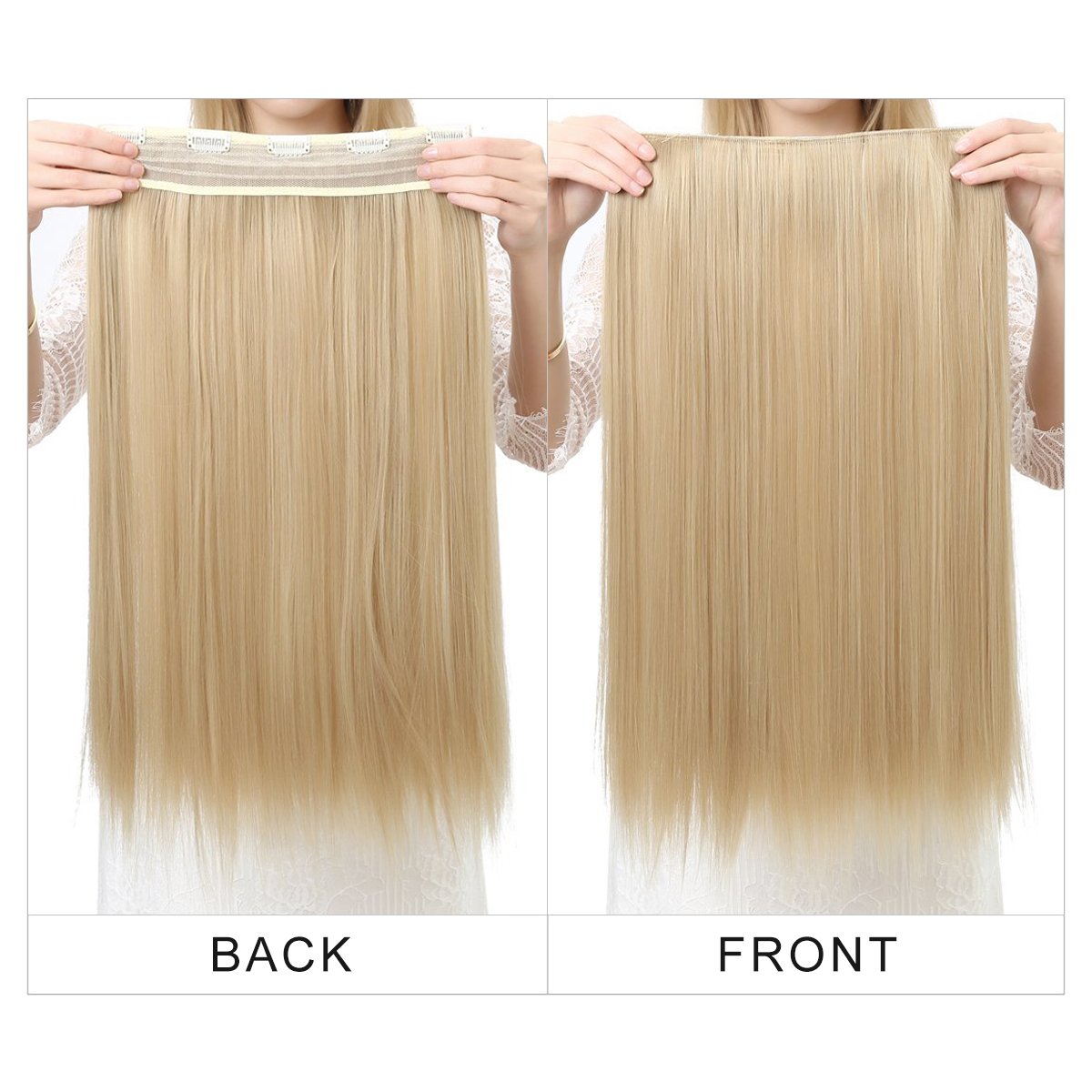 SARLA 24" Straight 1Pc 3/4 Full Head Clip In Hair Extension Synthetic Hair Extensions Japan Heat Resistant Fiber 50 Colors Available 666(Dark Brown#)