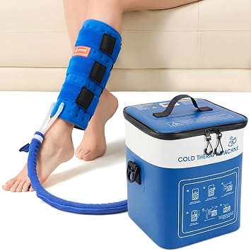 16QT Portable Cold Therapy Machine for Calf and Shin After Surgery | Ice Therapy Machine with Timer, Insulation Bucket, TPU Therapy Pad, Temp Display, Flow Regulator, Leakproof, Quiet, 12H Cold