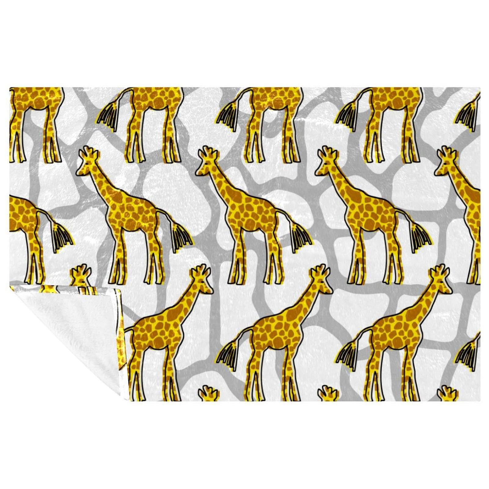Couverture girafe dessin animé douce et chaude pour lit et canapé de 150x100 cm