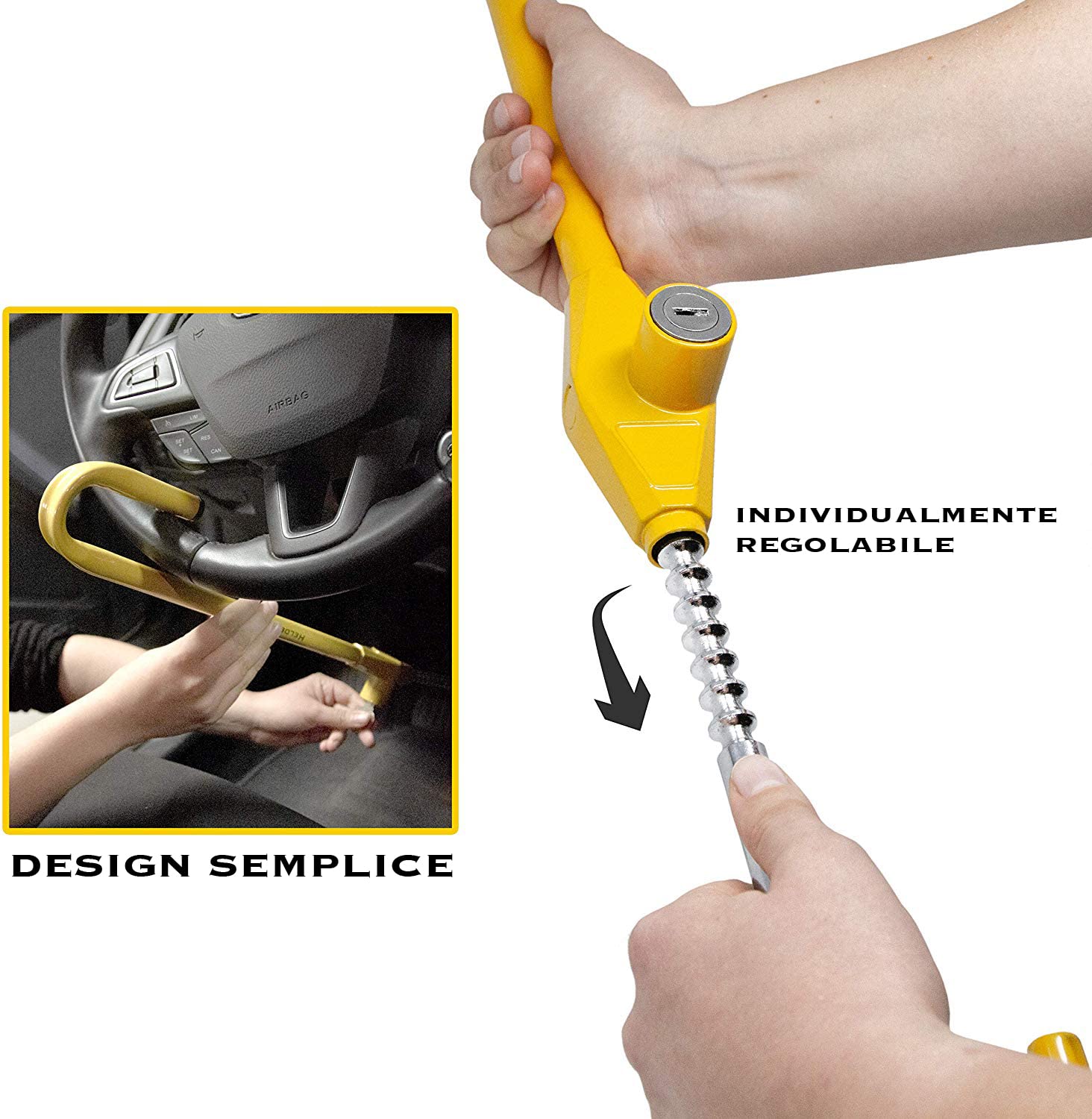 Heldenwerk Canna Antifurto per Auto Barra Blocco Volante Universale con Chiavi