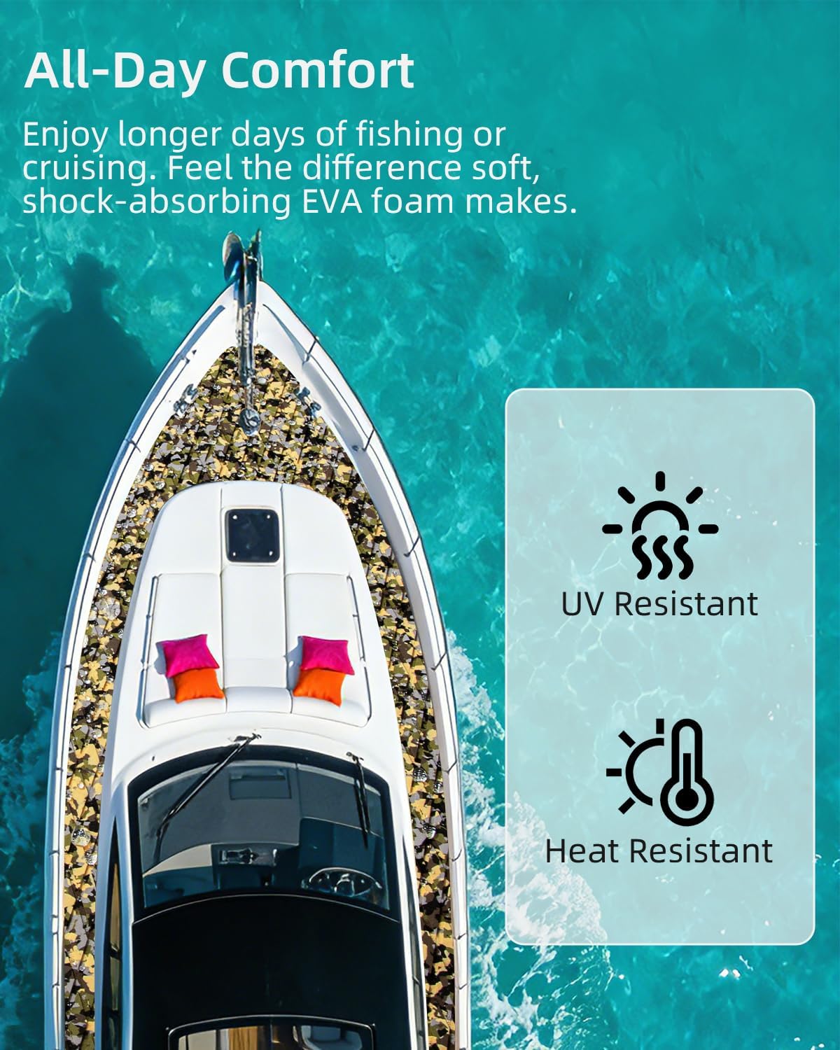 EVA Foam Boat Flooring with Self-Adhesive Backing Marine Decking Sheet for Motor Boat Yacht RVs Kayak Surfboad