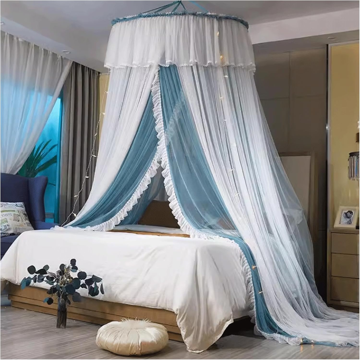 Bed net Bug Mosquito Net for Bed Double Layer-Tone Bed Canopy Extra Large Mosquito Net Princess Bed Canopy for Girls Use Indoor or Outdoor net Mosquito