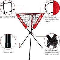 Vista 4 de Red de práctica de sóftbol de béisbol de 7 x 7 pies, respaldo de béisbol, con camiseta de bateo, organizador de pelotas, para golpear lanzamiento