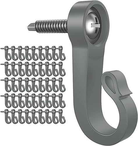Comliful Paquete de 46 ganchos Q-Hanger, ganchos de rosca para exteriores para tira de luces y garaje fiesta de Año Nuevo al aire libre, ganchos de