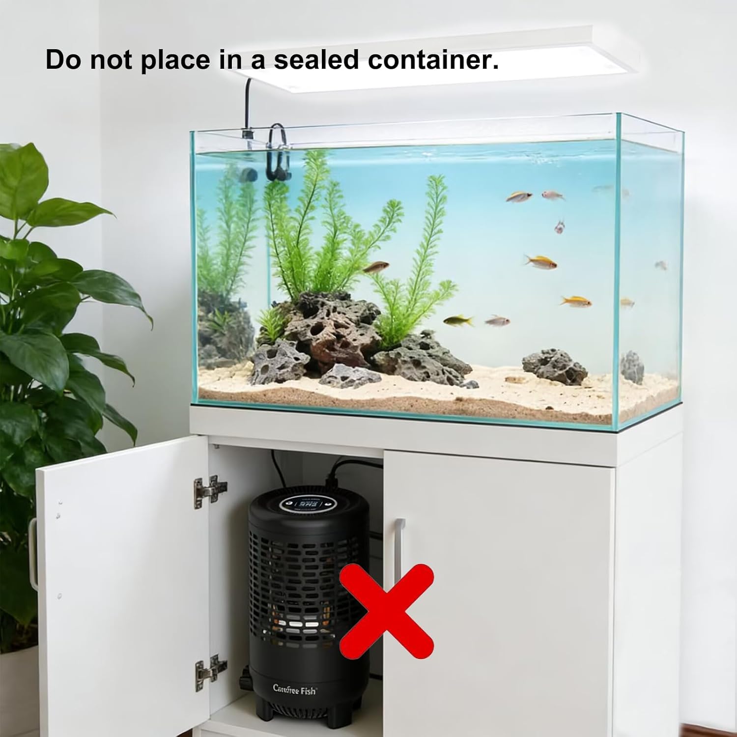 Carfree Fish Aquarium Chiller Semiconductor Technology Cooling Water Low Noise 35dB Long Service Life Small Size Energy-Saving for ≤12Gal Tank(Patent No.: US D1065431S)