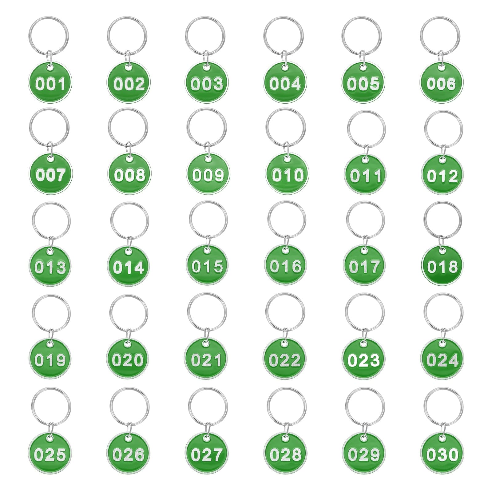 PATIKIL 1-30 Number Tags, 30Pcs Round ID Number Key Tags Aluminum Alloy Marking Identification Label with Metal Rings for Luggage Dormitory Keychain