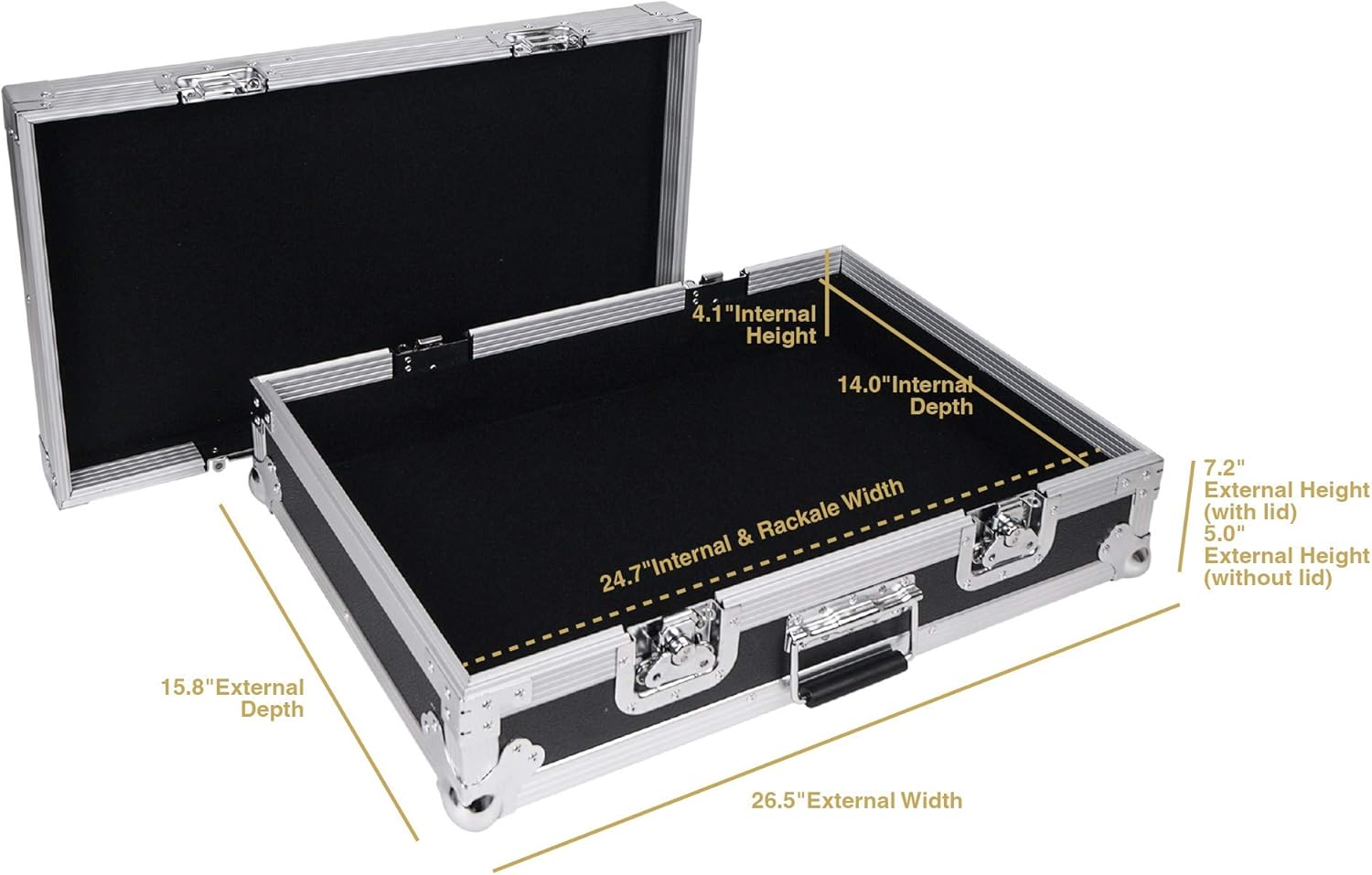 Sound Town Heay-Duty Plywood Gutiar Pedal board ATA Road Case with Pedal Mounting Tape Fastener, Interior: 24.7” x 14” (STRC-PD1)