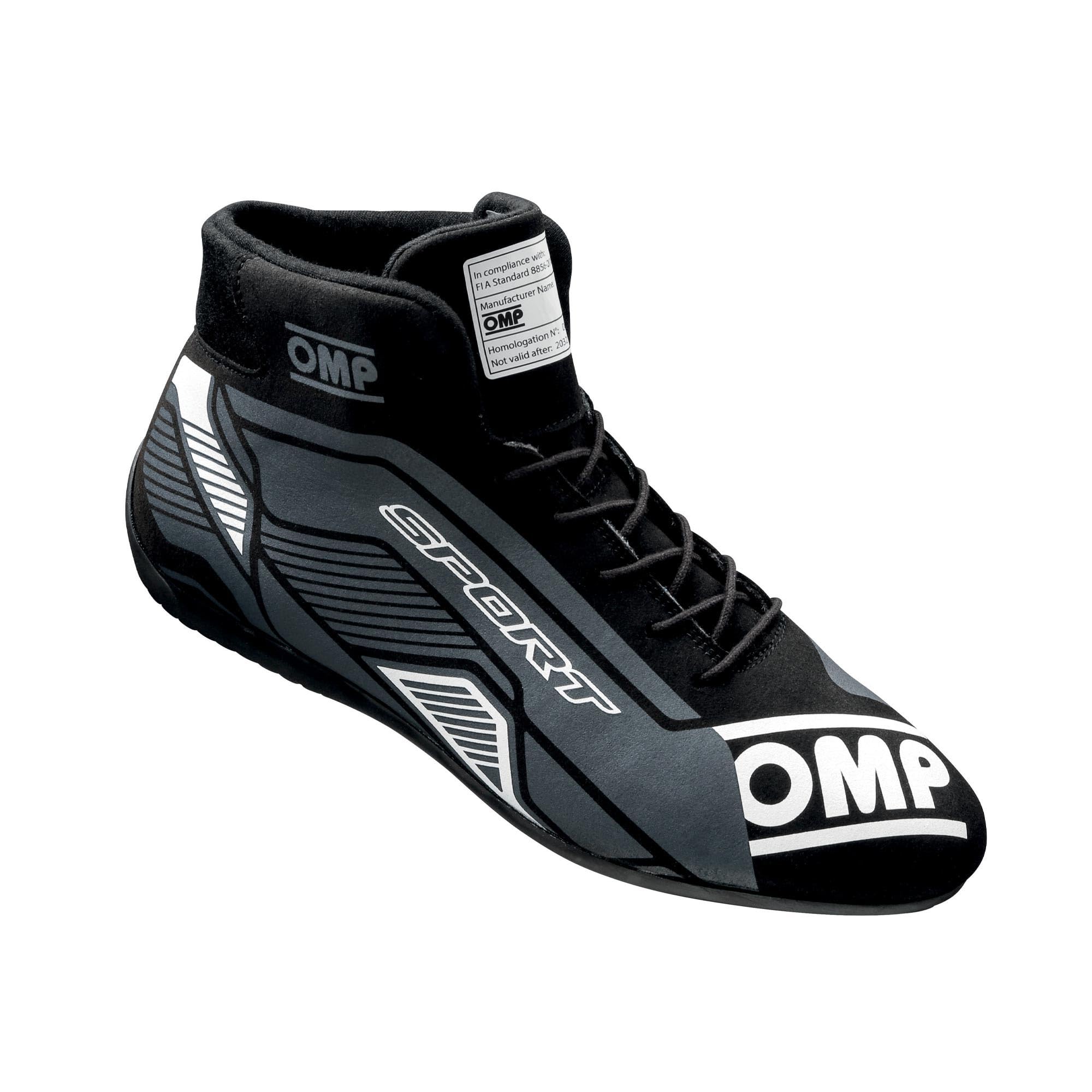 OMP Sport Shoes FIA 8856-2018 - Black/White - Size 5 (IC0-0829-A01-076-37)