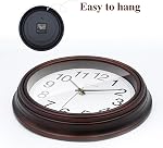 WISKALON Wall Clock Battery Operated Silent Non-Ticking Classic Quartz Clocks Decorative for Living Room, Bedroom Kitchen, School, Rustic Home (8.5 Inch, Brown)